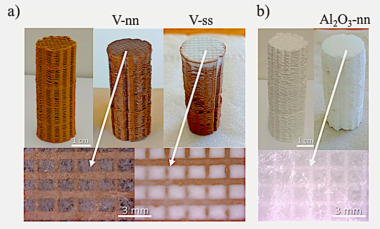 3D-printed vermiculite and alumina samples