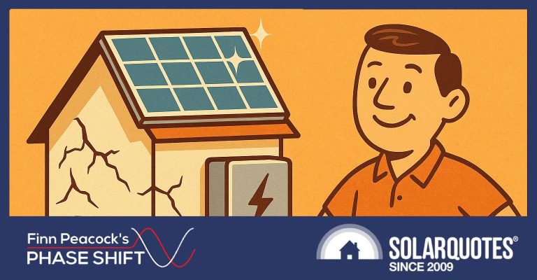 Shiny solar panels on a broken home