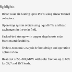Published at Thermal Science and Enginering Progress – Techno-economic assessment of a concentrating solar air heater and packed-bed thermal energy storage for medium-temperature industrial process heat